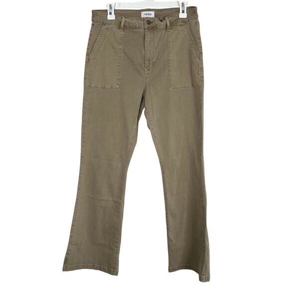 Pistola Khaki Wide Leg Diagonal Patchwork Pocket Pants - Picture 1 of 8